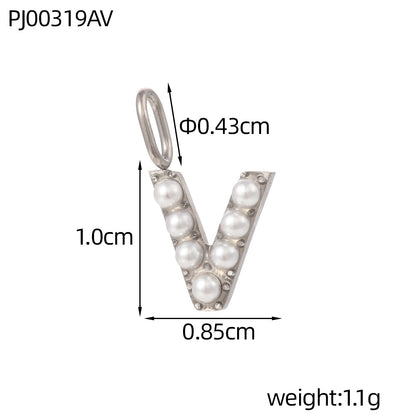 Letter Pendant In Titanium Steel With PVD Coated And Electroplated Finish, Steel Color, Commute Style Jewelry Accessories