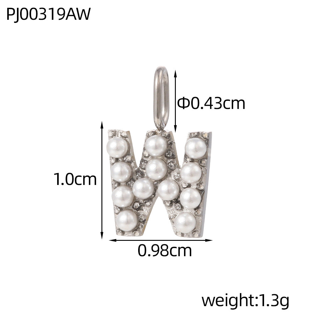Letter Pendant In Titanium Steel With PVD Coated And Electroplated Finish, Steel Color, Commute Style Jewelry Accessories
