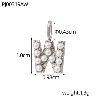 Letter Pendant In Titanium Steel With PVD Coated And Electroplated Finish, Steel Color, Commute Style Jewelry Accessories
