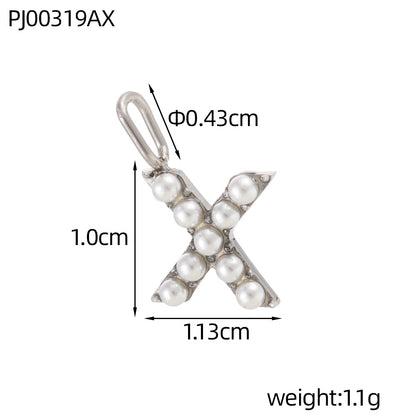 Letter Pendant In Titanium Steel With PVD Coated And Electroplated Finish, Steel Color, Commute Style Jewelry Accessories