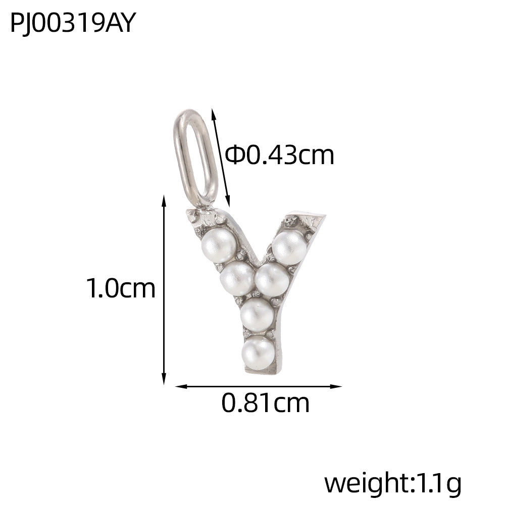 Letter Pendant In Titanium Steel With PVD Coated And Electroplated Finish, Steel Color, Commute Style Jewelry Accessories