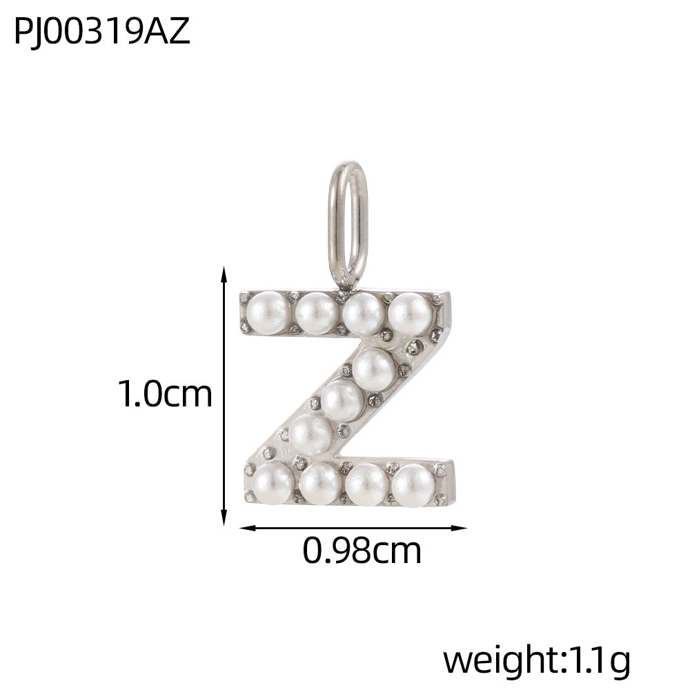 Letter Pendant In Titanium Steel With PVD Coated And Electroplated Finish, Steel Color, Commute Style Jewelry Accessories