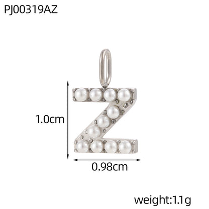 Letter Pendant In Titanium Steel With PVD Coated And Electroplated Finish, Steel Color, Commute Style Jewelry Accessories