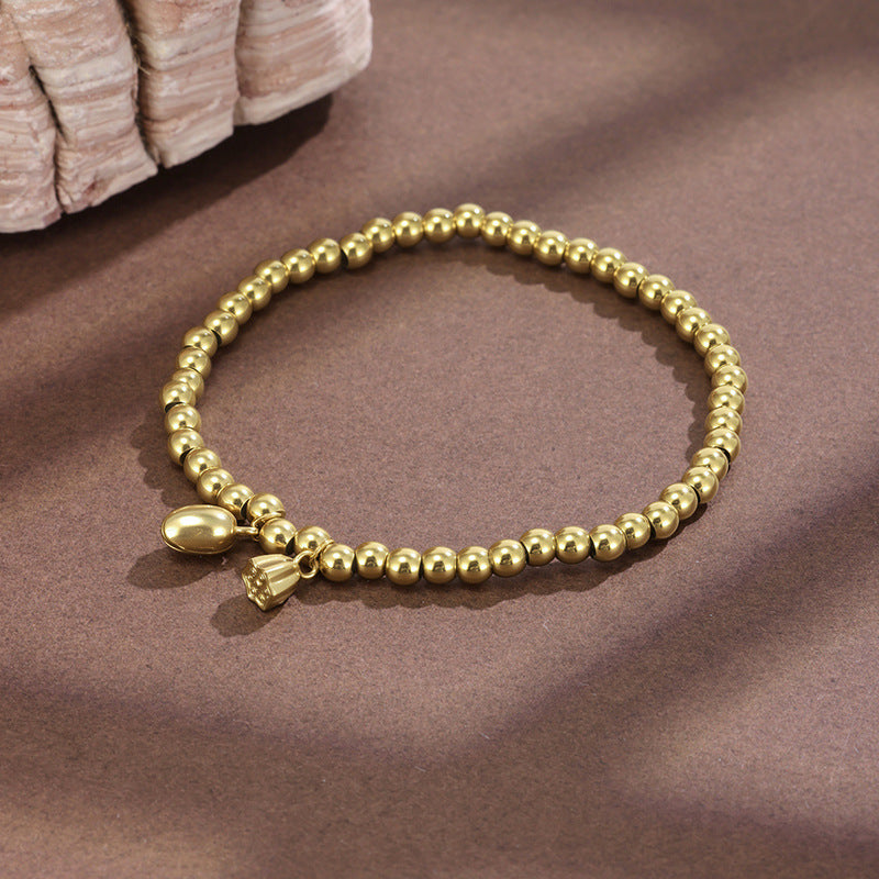 Lotus Waterproof Non Tarnish Bracelets For Women In Sweet Style With Titanium Steel Pendant And PVD Coated Stainless Steel