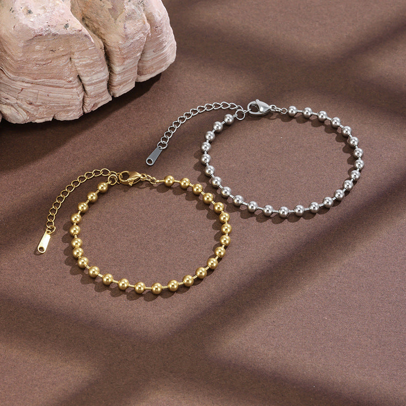 Round Waterproof Non Tarnish Stainless Steel Bracelet For Women In Gold