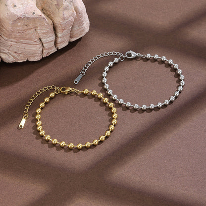 Round Waterproof Non Tarnish Stainless Steel Bracelet For Women In Gold