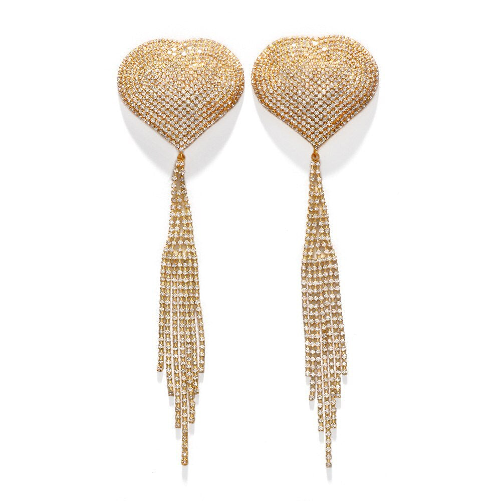 Silver Alloy Women’s Body Chain Tassel With White Crystal Inlay Featuring Heart Shape Design