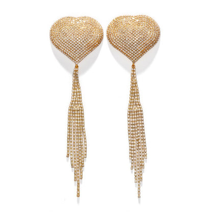 Silver Alloy Women’s Body Chain Tassel With White Crystal Inlay Featuring Heart Shape Design