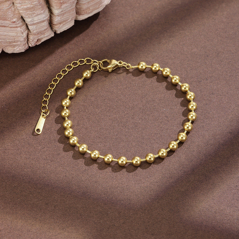 Round Waterproof Non Tarnish Stainless Steel Bracelet For Women In Gold