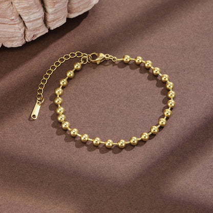 Round Waterproof Non Tarnish Stainless Steel Bracelet For Women In Gold
