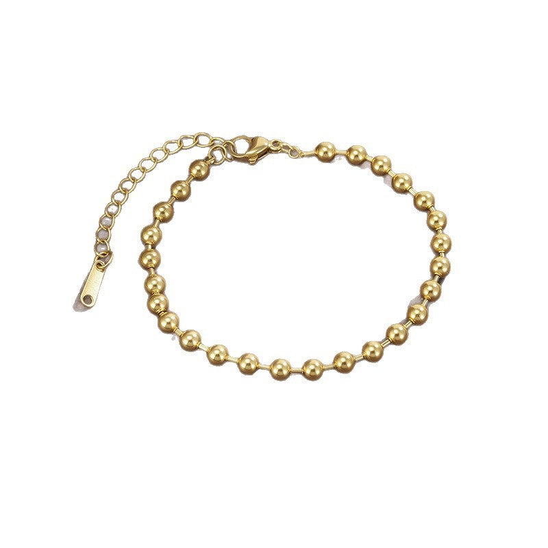Round Waterproof Non Tarnish Stainless Steel Bracelet For Women In Gold