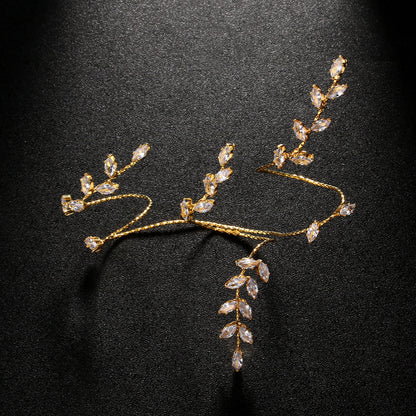 Silver Leaves Alloy Bangle For Women With Electroplated Finish And Zircon Inlay