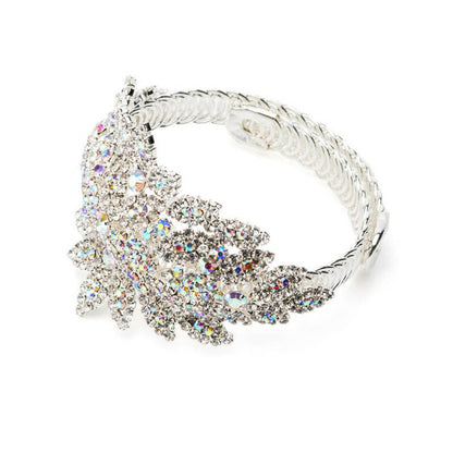 Exaggerated Silver Alloy Flowers Bangle With Electroplated Finish, Perfect For Banquet Wear