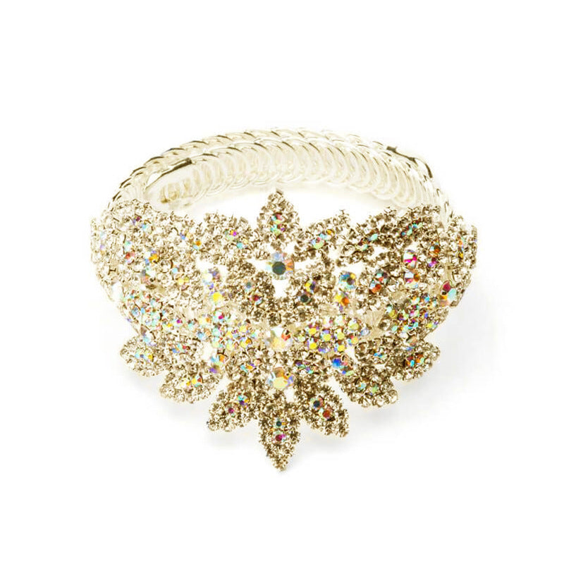 Exaggerated Silver Alloy Flowers Bangle With Electroplated Finish, Perfect For Banquet Wear