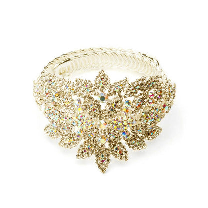 Exaggerated Silver Alloy Flowers Bangle With Electroplated Finish, Perfect For Banquet Wear