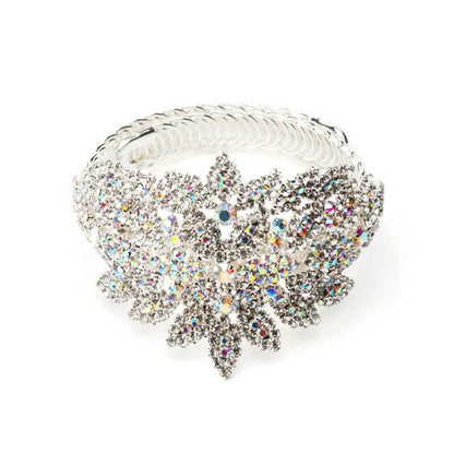 Exaggerated Silver Alloy Flowers Bangle With Electroplated Finish, Perfect For Banquet Wear