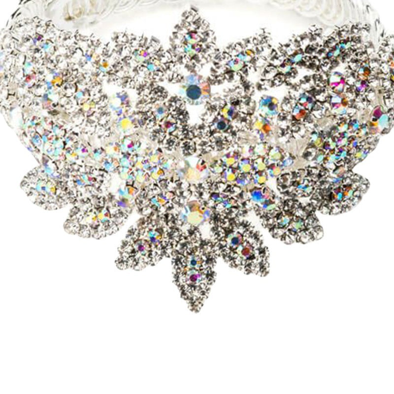 Exaggerated Silver Alloy Flowers Bangle With Electroplated Finish, Perfect For Banquet Wear