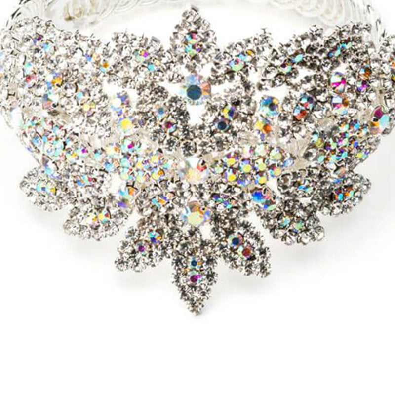 Exaggerated Silver Alloy Flowers Bangle With Electroplated Finish, Perfect For Banquet Wear
