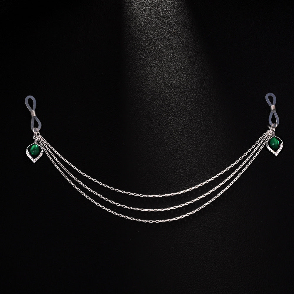 Silver Alloy Women’s Body Chain With White Crystal Inlay Featuring Water Droplets Pattern And Electroplated Finish