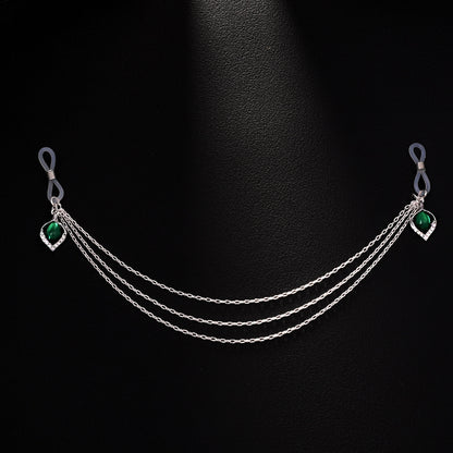 Silver Alloy Women’s Body Chain With White Crystal Inlay Featuring Water Droplets Pattern And Electroplated Finish