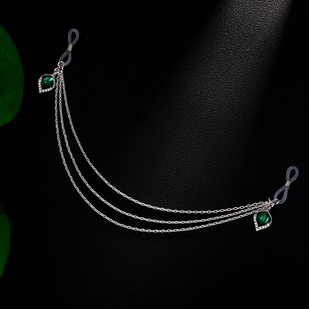 Silver Alloy Women’s Body Chain With White Crystal Inlay Featuring Water Droplets Pattern And Electroplated Finish