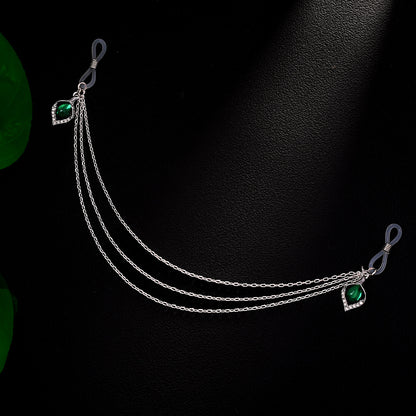 Silver Alloy Women’s Body Chain With White Crystal Inlay Featuring Water Droplets Pattern And Electroplated Finish