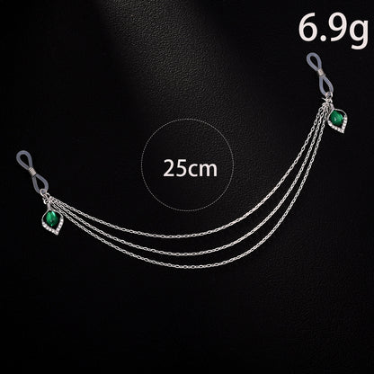 Silver Alloy Women’s Body Chain With White Crystal Inlay Featuring Water Droplets Pattern And Electroplated Finish