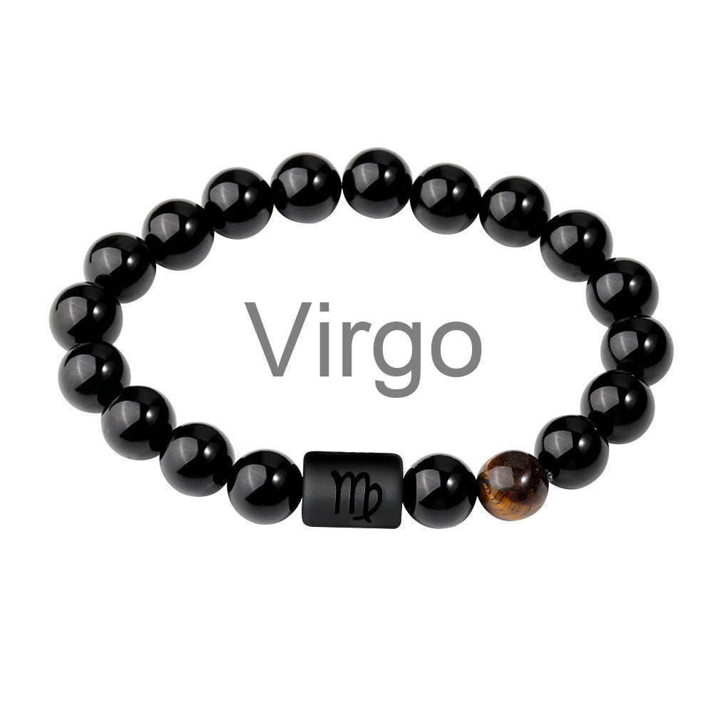 Classic Style Men's Constellation Wristband Bracelet With Glass Beading On Elastic String Cord