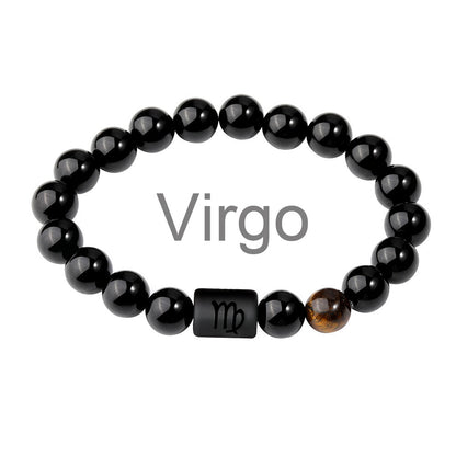 Classic Style Men's Constellation Wristband Bracelet With Glass Beading On Elastic String Cord