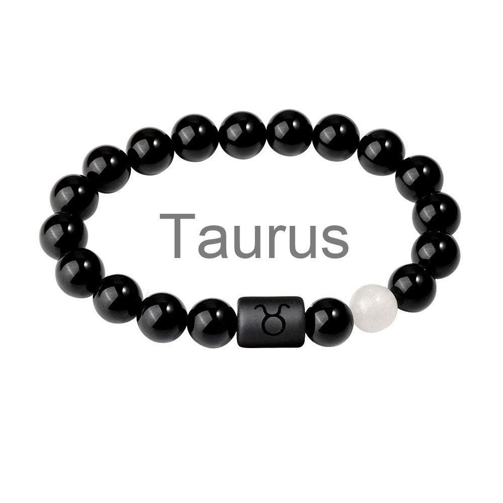 Classic Style Men's Constellation Wristband Bracelet With Glass Beading On Elastic String Cord