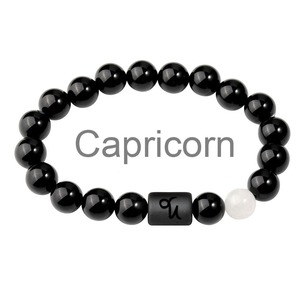 Classic Style Men's Constellation Wristband Bracelet With Glass Beading On Elastic String Cord