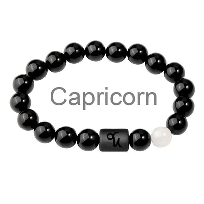 Classic Style Men's Constellation Wristband Bracelet With Glass Beading On Elastic String Cord