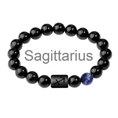 Classic Style Men's Constellation Wristband Bracelet With Glass Beading On Elastic String Cord