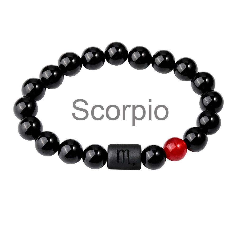 Classic Style Men's Constellation Wristband Bracelet With Glass Beading On Elastic String Cord