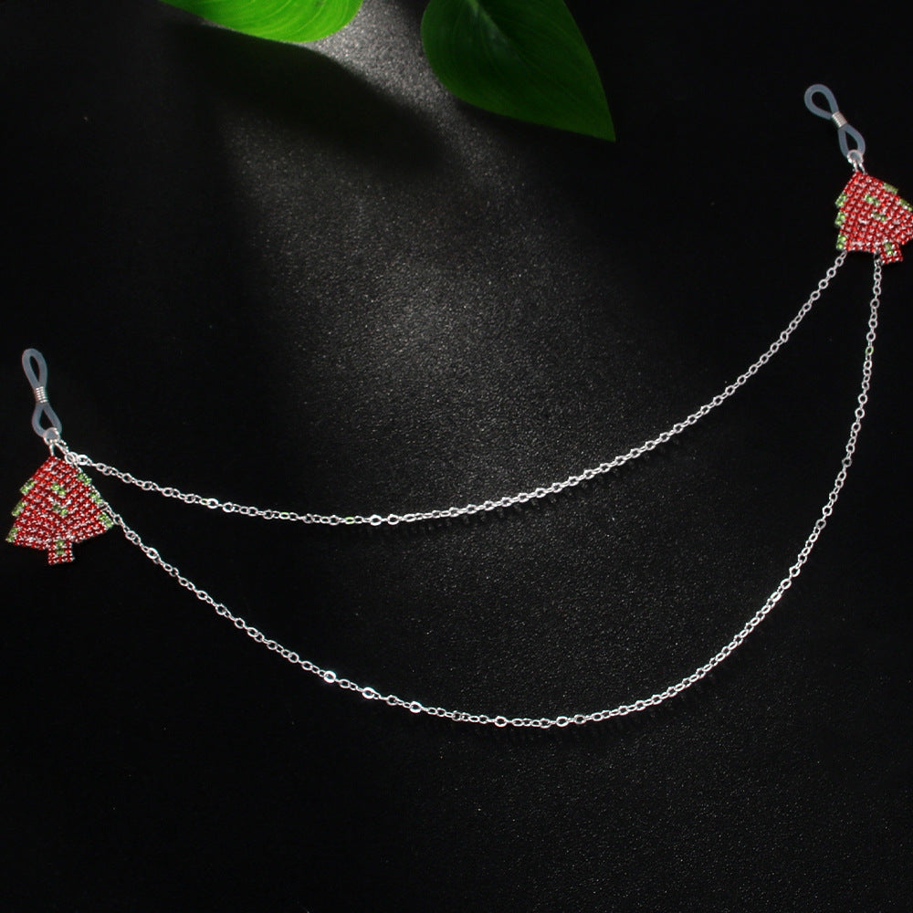Silver Alloy Body Chain For Women Featuring Christmas Tree Pattern With Electroplated Finish And Rhinestone Inlay