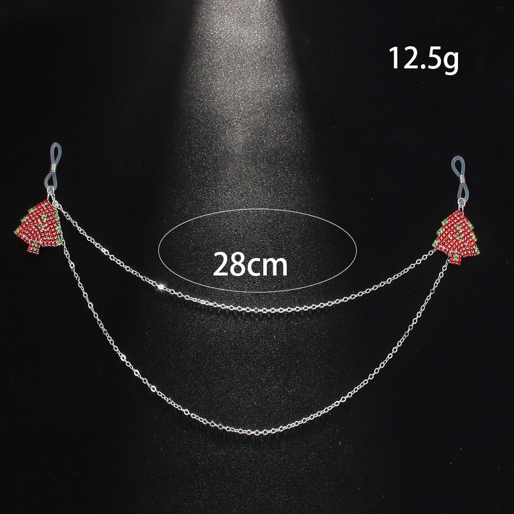 Silver Alloy Body Chain For Women Featuring Christmas Tree Pattern With Electroplated Finish And Rhinestone Inlay
