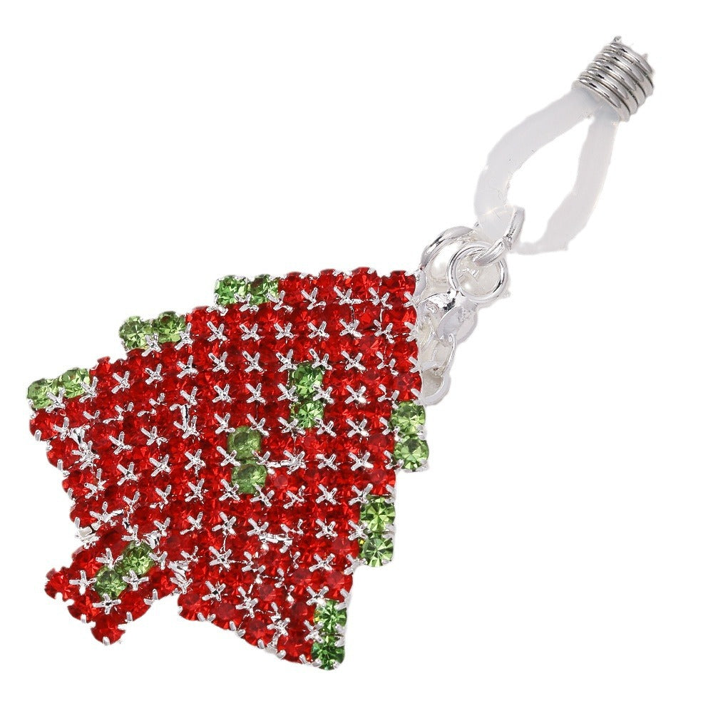 Silver Alloy Body Chain For Women Featuring Christmas Tree Pattern With Electroplated Finish And Rhinestone Inlay