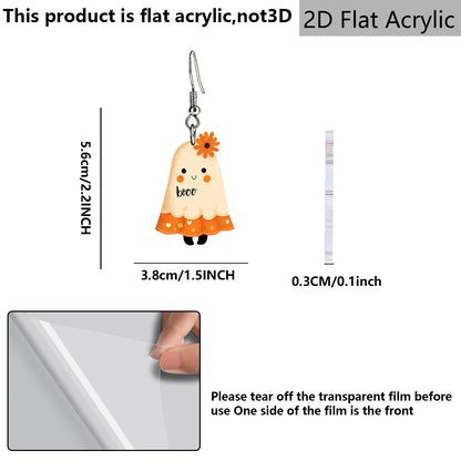 Cute Ghost Print Acrylic Earrings For Women With 304 Stainless Steel Ear Pins