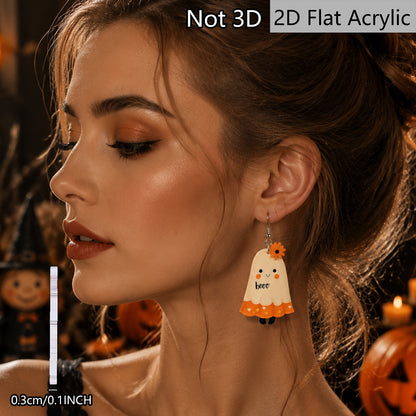 Cute Ghost Print Acrylic Earrings For Women With 304 Stainless Steel Ear Pins