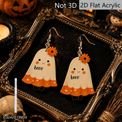 Cute Ghost Print Acrylic Earrings For Women With 304 Stainless Steel Ear Pins