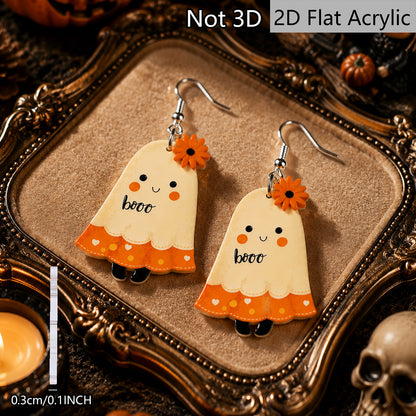 Cute Ghost Print Acrylic Earrings For Women With 304 Stainless Steel Ear Pins