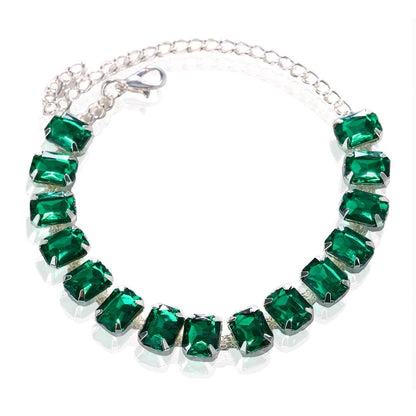 Silver Simple Style Women's Anklet In Alloy With Sparkly Rhinestones, Elegant Foot Jewelry