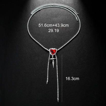Women's Gold Alloy Waist Chain Tassel Featuring Heart Shape Design With White Crystal Inlay