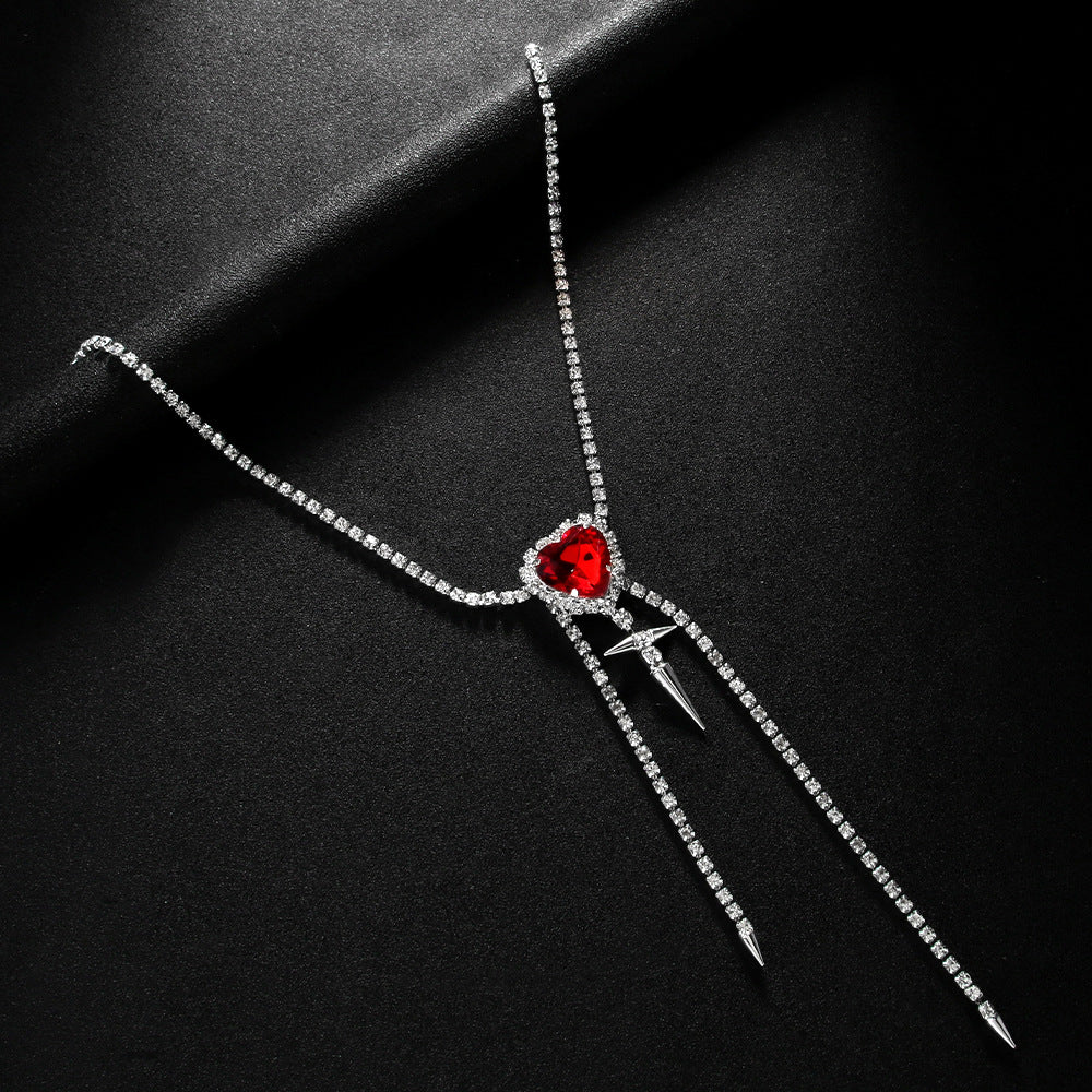 Women's Gold Alloy Waist Chain Tassel Featuring Heart Shape Design With White Crystal Inlay