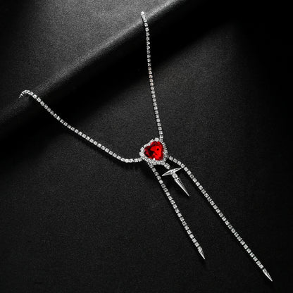 Women's Gold Alloy Waist Chain Tassel Featuring Heart Shape Design With White Crystal Inlay