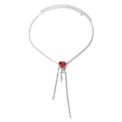 Women's Gold Alloy Waist Chain Tassel Featuring Heart Shape Design With White Crystal Inlay