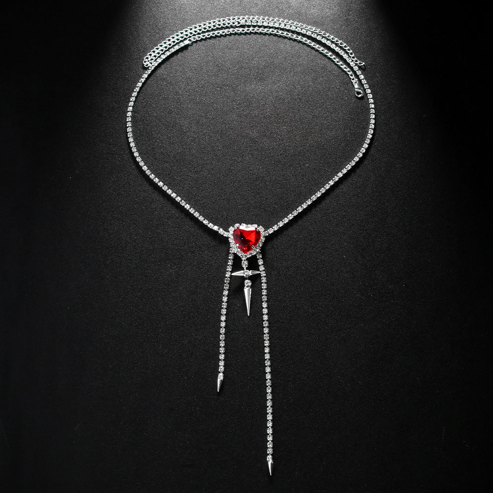 Women's Gold Alloy Waist Chain Tassel Featuring Heart Shape Design With White Crystal Inlay