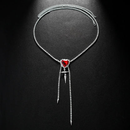 Women's Gold Alloy Waist Chain Tassel Featuring Heart Shape Design With White Crystal Inlay