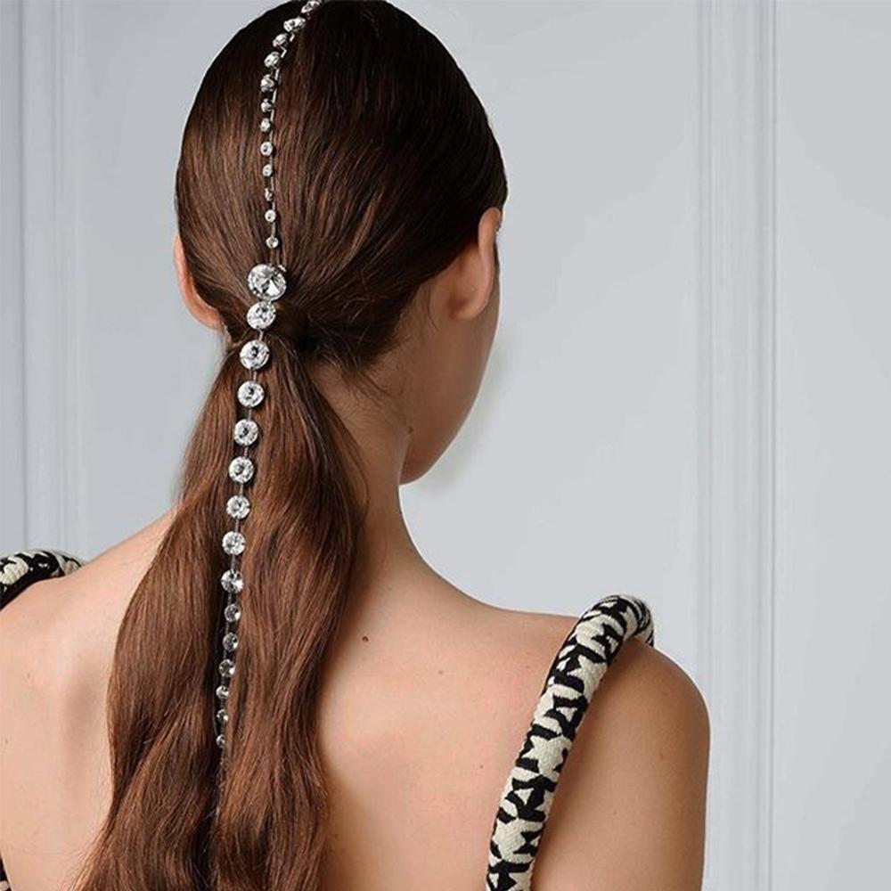 Tassel Hair Chain For Women In Alloy With Rhinestones, Summer Hair Comb Accessory In Colour