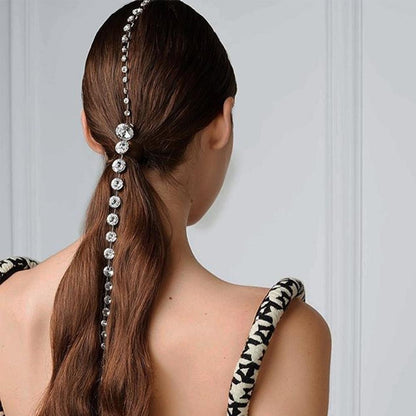 Tassel Hair Chain For Women In Alloy With Rhinestones, Summer Hair Comb Accessory In Colour
